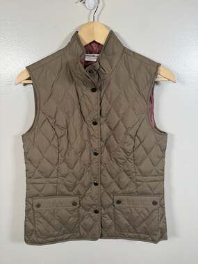 Eddie Bauer Quilted Goose Down Vest Size Small Brown Outdoor Hiking Gorpcore